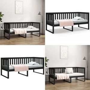 vidaXL Slaapbank 90x190 cm massief grenenhout zwart - Slaapbank - Slaapbanken - Bedbank - Bed