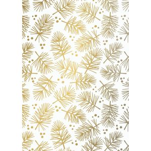 Inpakpapier Kerst Cadeaupapier Pine Gold Coated- Breedte 60 cm - 200m lang