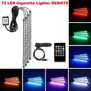 LED verlichting Auto - Interieur - USB aansluiting - RGB 72 leds - Met Afstandbediening - voor vloer of dashboard auto