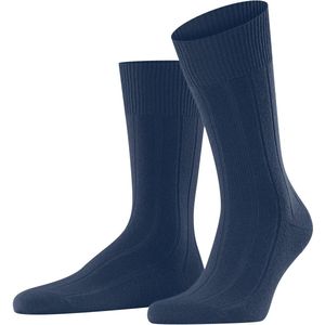 FALKE Lhasa Rib eenkleurig wol kasjmier sokken heren blauw - maat 39-42