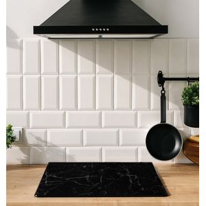 Inductiebeschermer - Marmer Zwart Wit - 75x52 cm - Inductiebeschermer - Inductie Afdekplaat Kookplaat - Inductie Mat - Anti-Slip - Keuken Decoratie - Keuken Accessoires