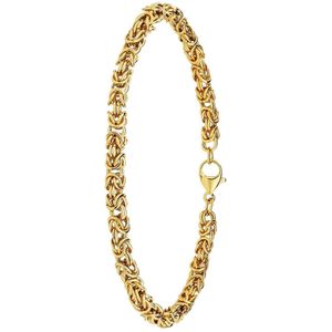 Lucardi Kinder Stalen goldplated armband met koningsschakel - Armband - Staal - Goud - 18 cm