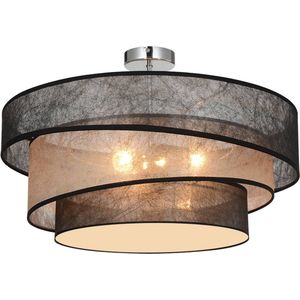 Lindby - plafondlamp - 3lichts - ijzer, textiel - H: 24 cm - E27 - chroom, zwart, goud