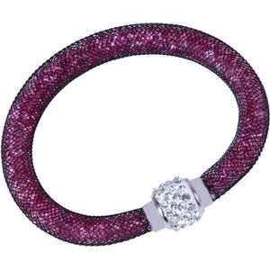 Fako Bijoux® - Armband - Sterrenstof Disco Dots - Zwart/Fuchsia