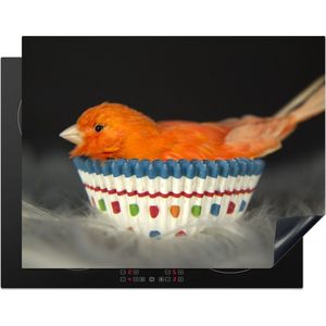 KitchenYeah® Inductie beschermer 77x59 cm - Vogel - Cupcake vormpjes - Portret - Kookplaataccessoires - Afdekplaat voor kookplaat - Inductiebeschermer - Inductiemat - Inductieplaat mat