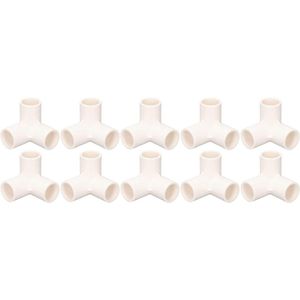 10 STKS 3 Manier PVC Plastic T-stuk Fitting 90 Graden Elleboog Hoek Connector 25mm 1in Binnendiameter voor Waterleidingen Meubels Kas Pijp Gewrichten (wit)