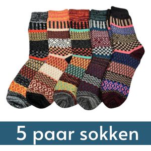 Warme Winter Sokken met Wol - maat 34-37 - Huissokken voor dames/meisjes - Noorse Stijl