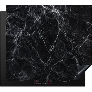 KitchenYeah® Inductie beschermer 59x52 cm - Marmer print - Stenen - Lijn - Marmerlook - Zwart - Luxe - Kookplaataccessoires - Afdekplaat voor kookplaat - Inductiebeschermer - Inductiemat - Inductieplaat mat
