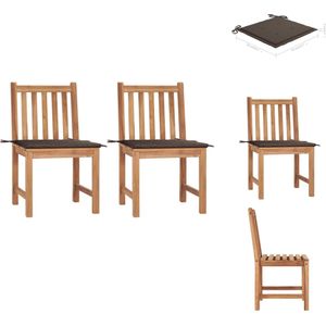 vidaXL Tuinstoel - Tuinstoelen - Buitenstoel - Buitenstoelen - Tuinstoelen 2 st met kussens massief teakhout