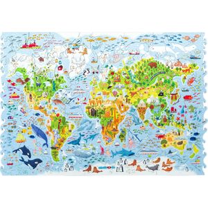 UNIDRAGON Houten Kinderpuzzel - Wereldkaart - 100 stukjes - 43x30 cm