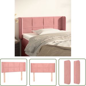 The Living Store Hoofdbord met randen 93x16x78/88 cm fluweel roze - Hoofd Bord - Hoofdkussen - Velvet - Roze - Beddecoratie