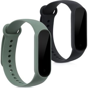 kwmobile 2x armband geschikt voor Xiaomi Mi Smart Band 6 / Mi Band 6 / Band 5 - Bandjes voor fitnesstracker in zwart / pastelgroen