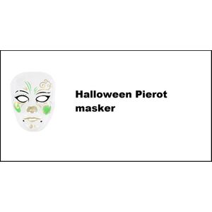 Masker Halloween pierrot gold/green transparant - Halloween horror griezel creepy thema feest party verjaardag evenement