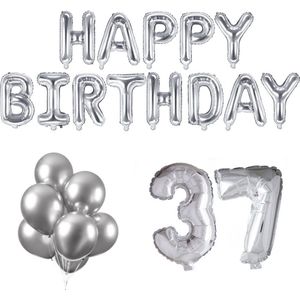 37 jaar Verjaardag Versiering Ballon Pakket Zilver