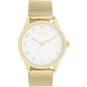 Goudkleurige OOZOO horloge met goudkleurige metalen mesh armband - C11322