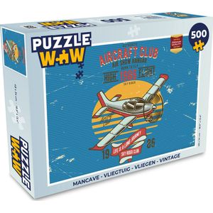 Puzzel Mancave - Vliegtuig - Vliegen - Vintage - Legpuzzel - Puzzel 500 stukjes