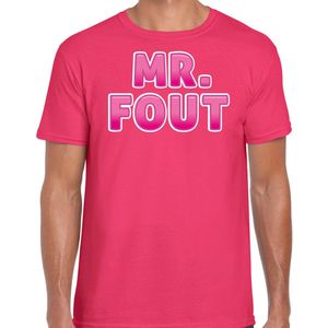 Bellatio Decorations verkleed t-shirt voor heren - Mr. Fout - roze - carnaval XL