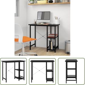 vidaXL Bureau - Computerbureau - Computerbureau 80x40x72 cm MDF en metaal zwart - Mdf Bureau - Industrieel Bureau - Zwart Bureau