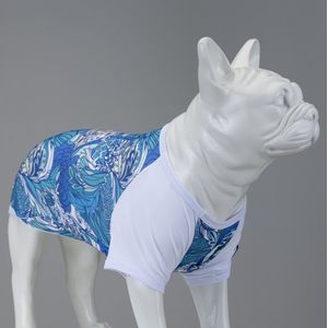 Lindo Dogs - Hondenshirt - Hondenkleding - Tshirt voor honden - Blue Flowers - Lichtblauw - Maat 2