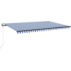 vidaXL - Luifel - automatisch - met - LED - en - windsensor - 500x300 - cm - blauw - wit