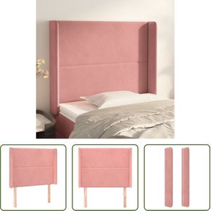 The Living Store Hoofdbord - Hoofdeind en rand - 83x16x118/128 cm - Roze fluweel