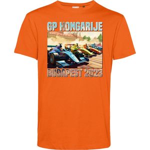 T-shirt Print GP Hongarije Budapest 2023 | Formule 1 fan | Max Verstappen / Red Bull racing supporter | Oranje | maat XL