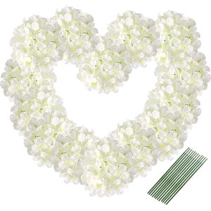 12 stks kunstmatige hortensia decoraties witte bloemen kunstbloemen met stelen voor doe-het-zelf bloemstukken, middelpunt, huwelijksfeest, familie kantoor decoratie, vakantie decoratie