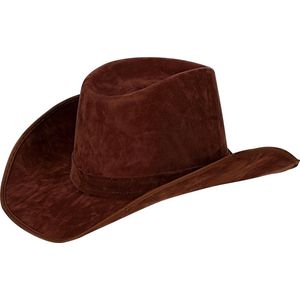 Widmann - Cowboy & Cowgirl Kostuum - Cowboyhoed Utah Suede Look - Bruin - Carnavalskleding - Verkleedkleding
