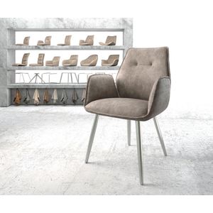 Gestoffeerde-stoel Zoa-Flex 4-poot conisch roestvrij staal microvelours taupe vintage pocketveer kern