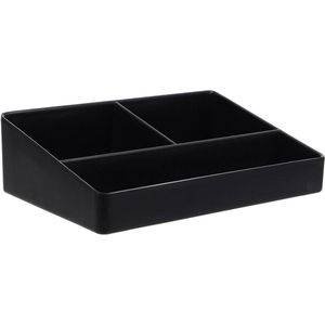 Koffiedispenser 3 Compartimenten Organizer Restaurant - Opslag van Accessoires-Koffie Bar voor Suiker Melk Servetten Capsules - Theedoos Zwart.