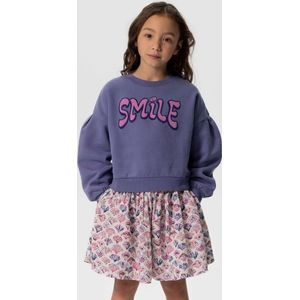 Sissy-Boy - Blauwe sweater met lage schouders en artwork