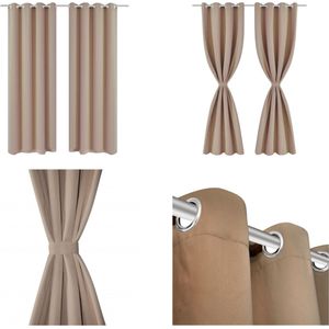 vidaXL Gordijnen met metalen ringen 135 x 245 cm 2 stuks (creme) - Gordijn - Gordijnen - Vitrage - Vitrages