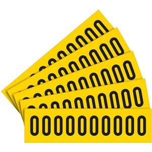 Cijfer sticker 0-9 - zelfklevende folie met laminaat - 5 x 10 stuks - geel zwart Cijfer 4 teksthoogte 30 mm