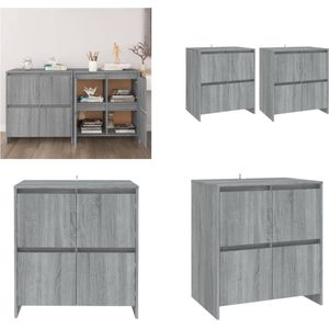 vidaXL Dressoirs 2 st 70x41x75 cm spaanplaat grijs sonoma eikenkleurig - Dressoir - Dressoirs - Boekenkast - Kast