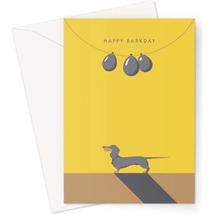 Hound & Herringbone - Blauwe Teckel Grote Verjaardagskaart - Blue and Tan Dachshund Large Birthday Card (10 pack)