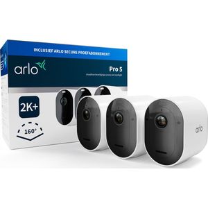 Arlo Pro 5 2K+ draadloze beveiligingscamera voor buiten - 3 IP-Camera's, wit