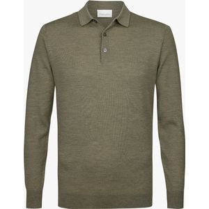 Profuomo heren trui wol - slim fit gebreide polo lange mouw - groen - Maat: S