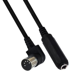 DIN 5-pins (m) haaks - 6,35mm Jack (v) audio adapter kabel / zwart - 0,30 meter