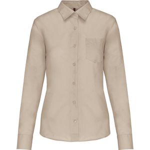 Blouse Dames L Kariban Lange mouw Beige 65% Polyester, 35% Katoen