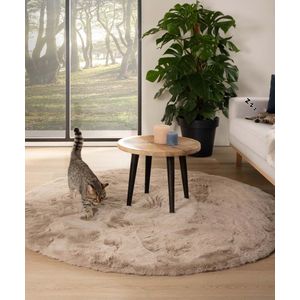 Rond hoogpolig vloerkleed - Comfy plus - taupe 200 cm rond