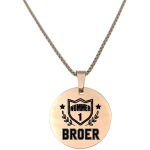 Ketting RVS - Rond - Rosegoud - Nummer 1 Broer
