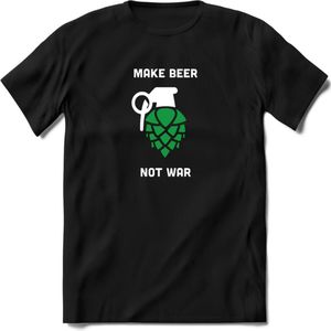 make beer not war Bier T-Shirt | Unisex Kleding | Dames - Heren Feest shirt | Drank | Grappig Verjaardag Cadeau tekst | - Zwart - XL