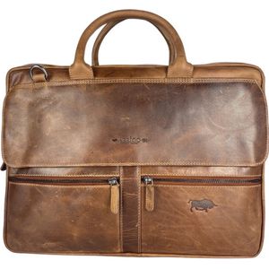 Werktas Heren - Lichtbruin Leer – Laptoptas Dames Schoudertas – Cognac – Handtas - 17 Inch laptop