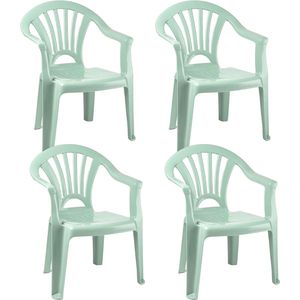 Trendoz Kinderstoel - 4x - kunststof - mintgroen - 35 x 28 x 50 cm - tuin/camping/slaapkamer