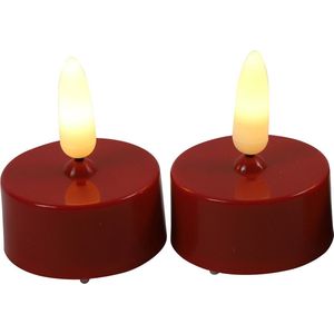 Countryfield LED theelichtjes/waxinelichtjes - 2x st - rood - met timer - warm wit