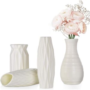 Plastic Vases, Set of 3 Modern Decorative Flower Vases, Decorative Desktop Ornament, Plastic Vase for Kitchen, Living Room, Bedroom, Office