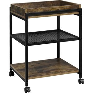 Keukentrolley - Met wieltjes - Bijzettafel - Serveerwagen - Trolley voor Keuken - Kruidenrek - Opbergrek - Donker bruin