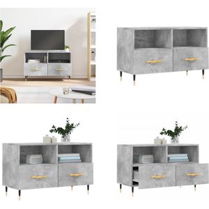 vidaXL Tv-meubel 80x36x50 cm bewerkt hout betongrijs - Tv-meubel - Tv-meubelen - Tv Kast - Opbergkast