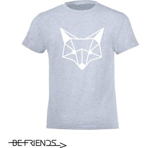 Be Friends T-Shirt - Fox head - Kinderen - Licht blauw - Maat 4 jaar