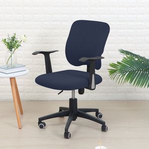 Ralfos Bureaustoelhoes - Bureaustoel hoes - Chair cover - Donkerblauw - Hoes - Universeel - Voor rugleuning en zitting - Waterafstotende stoelhoes - Stretch - Kantoor en thuisgebruik - Wasmachine bestendig